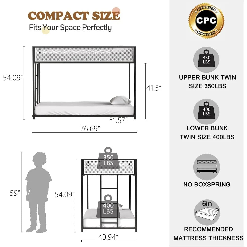 twin-over-twin bunk beds for kids