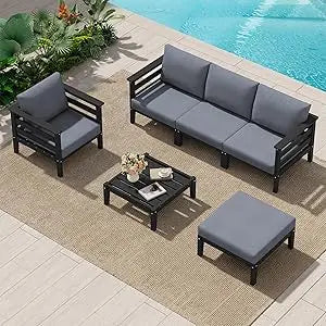 Patio Furniture Set, 6 Pieces Outdoor Sectional Sofa Set