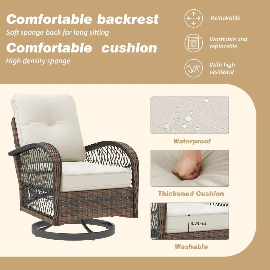 3 Pieces Patio Furniture Set Outdoor Swivel Rocker