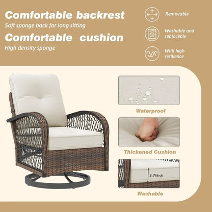 3 Pieces Patio Furniture Set Outdoor Swivel Rocker