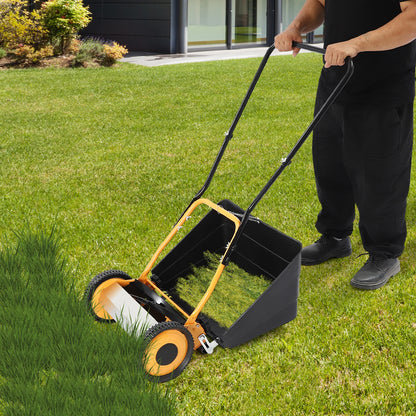 14 Inch Hand Push Lawn Mower Adjustable Height 2-in-1