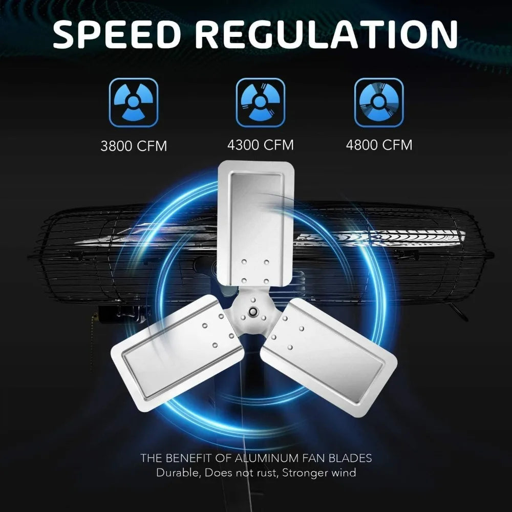 2025new-24 Inch Industrial Wall-Mounted 3-Speed Metal Fan