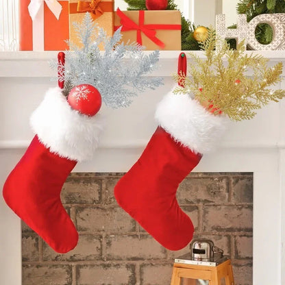 Artificial Pine Leaves Branches Christmas Gold Silver Plant