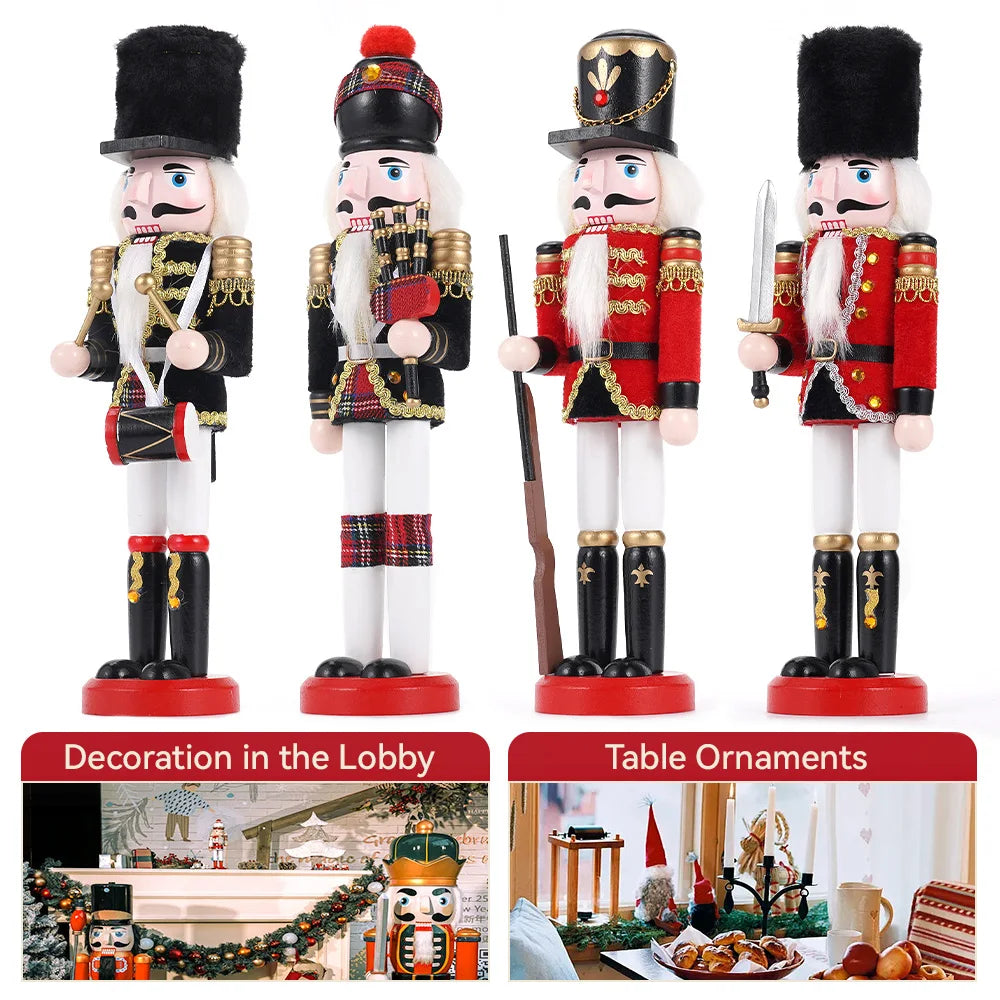 30cm Wooden Nutcracker Soldier Statues