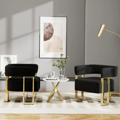 Modern Black and Gold Accent Chair Set of 2,