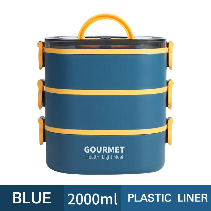 box lunch box, stackable 3-layer food container