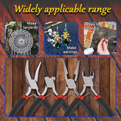 6-Piece Black Jewelry Pliers Set - Pointed/Chain/Round-Nose Pliers & Wire Cutters