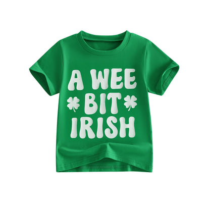 Irish Girl T-Shirts with Lucky Clover Print Short Sleeve Crew Neck