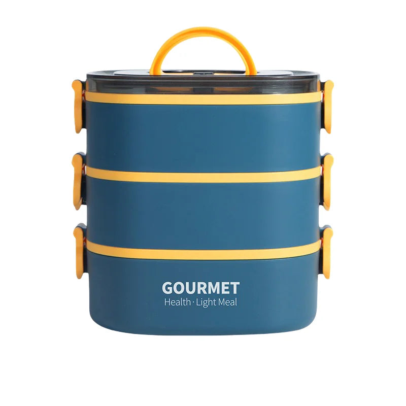 box lunch box, stackable 3-layer food container