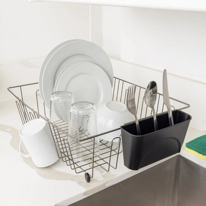 Large Wire Dish Drying Rack with Cutlery Cup