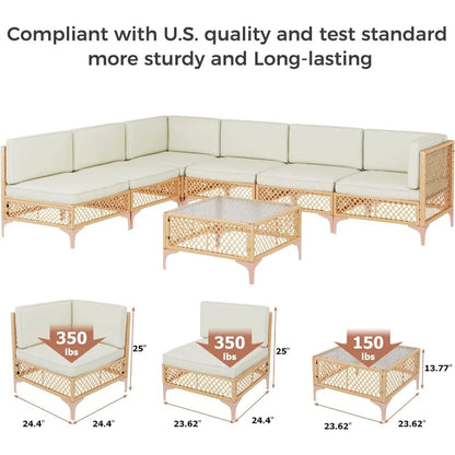 Outdoor Patio Furniture Set, Wicker Outdoor Sectional Set