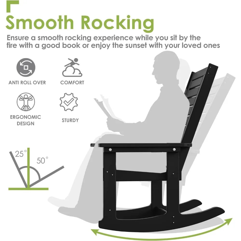 Outdoor Rocking Chair Set | 3-Piece  2 Rocking Chairs with 1 Side Table