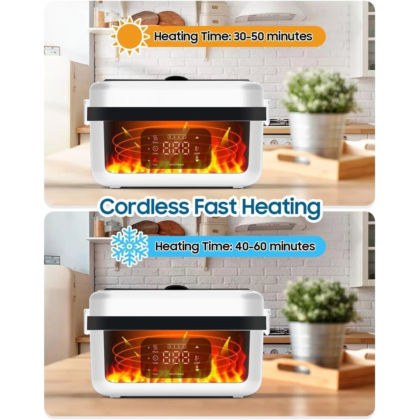 Rechargeable Timer Automatic Heating Lunch Box