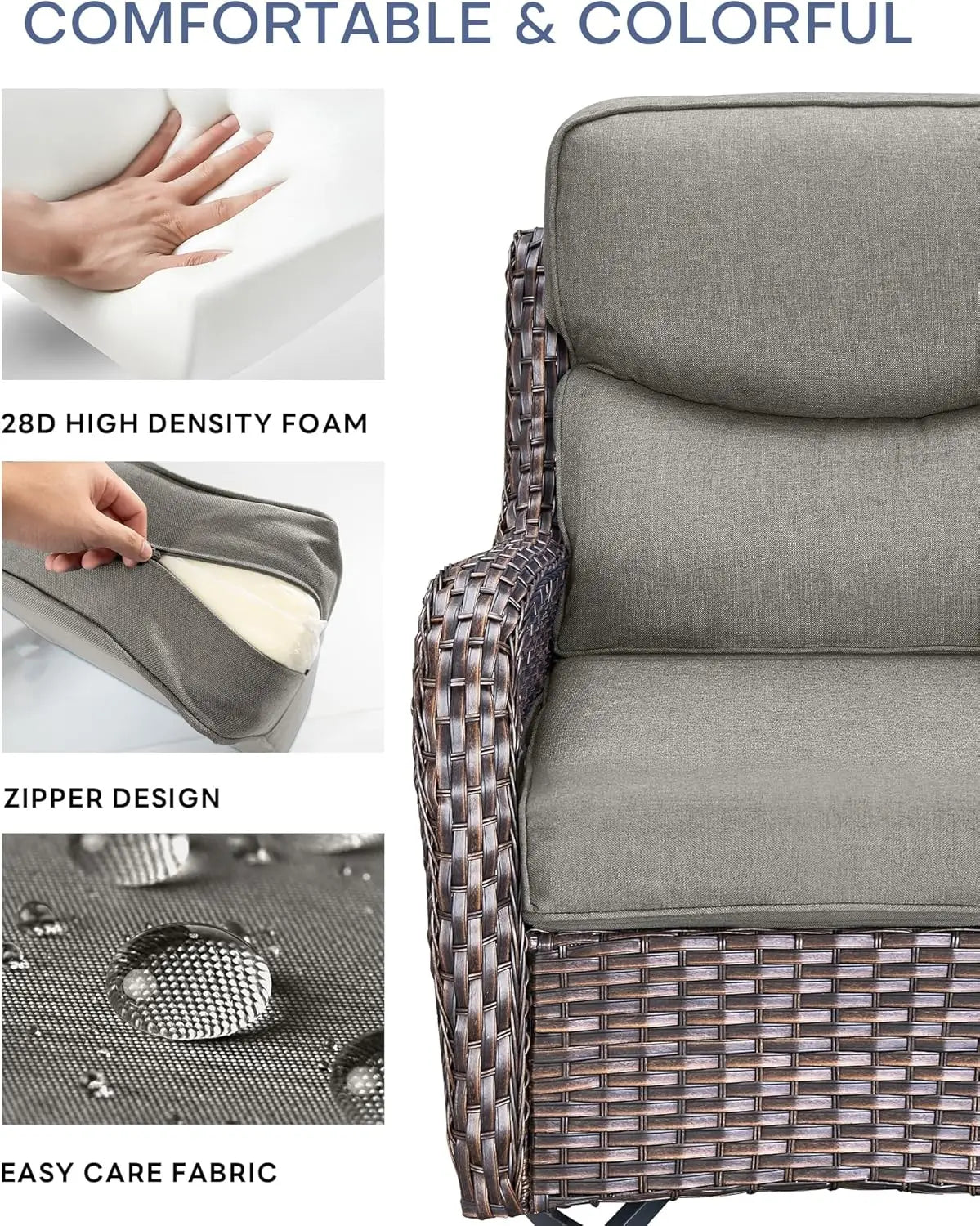 22x25/22x24 Outdoor Cushions for Patio Couch Chairs Set of 3