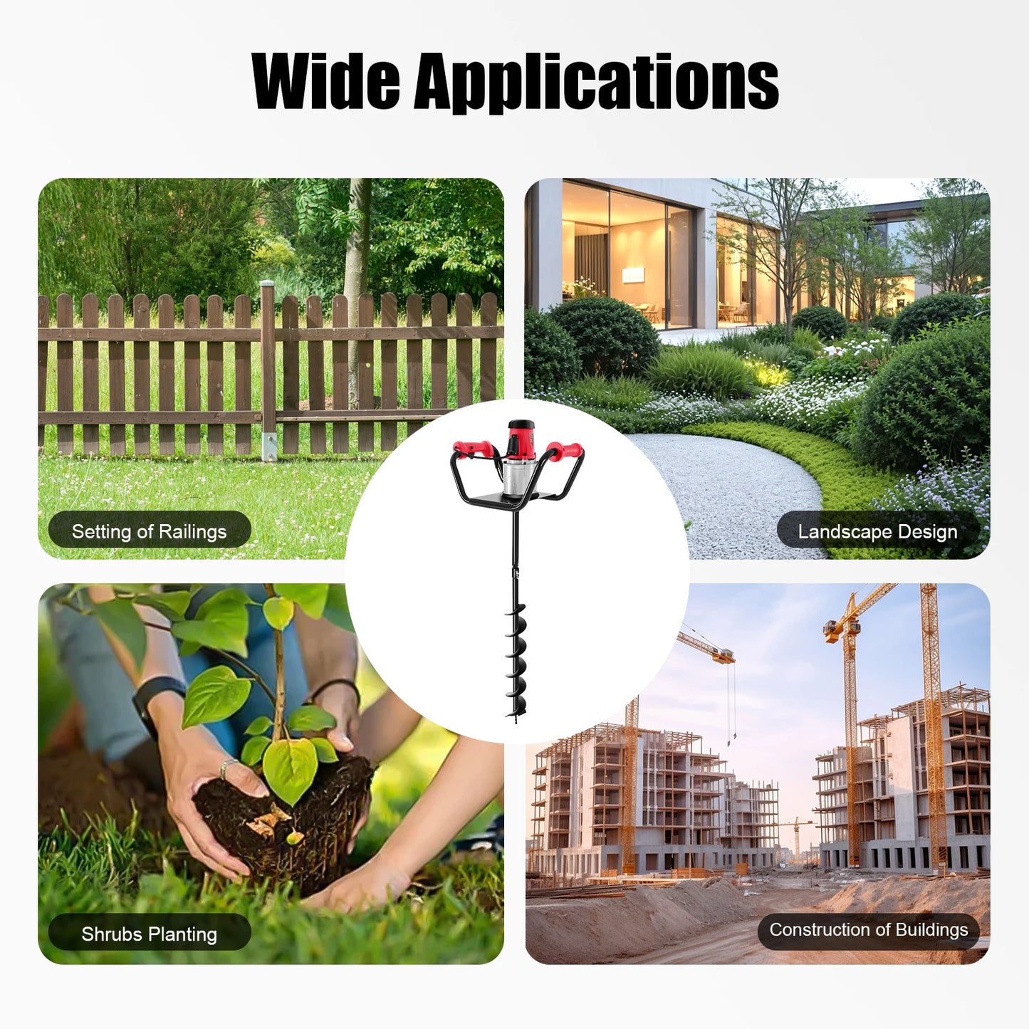 1500W Electric Post Hole Digger with 4inch Dril Earth Auger