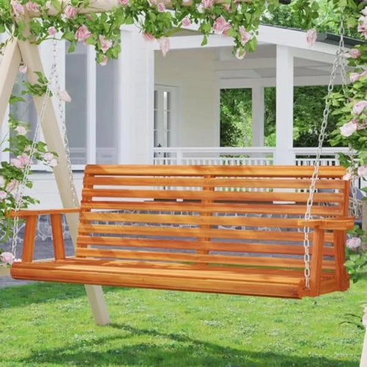 5.5FT Wooden Porch Swing 880Lbs Weight Capacity