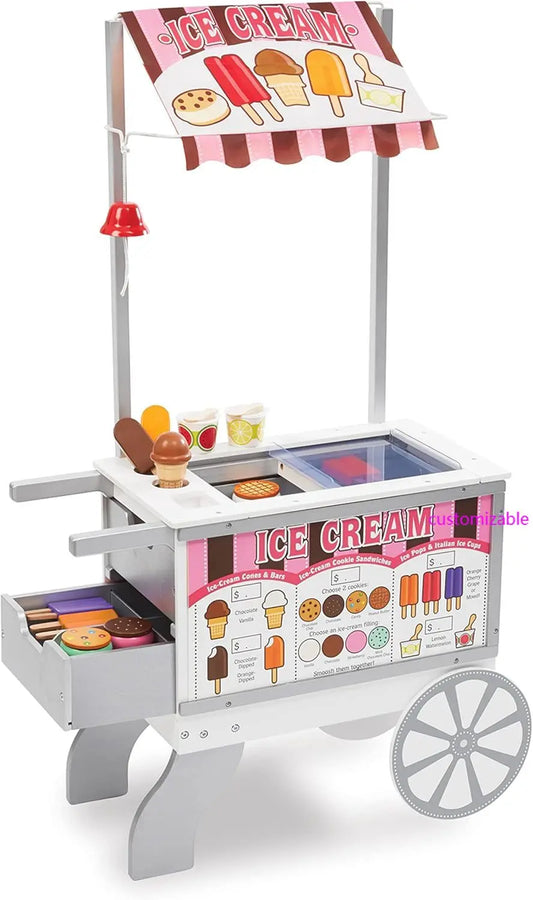 Wooden Snacks and Sweets Food Cart - 40+ Play Food pcs