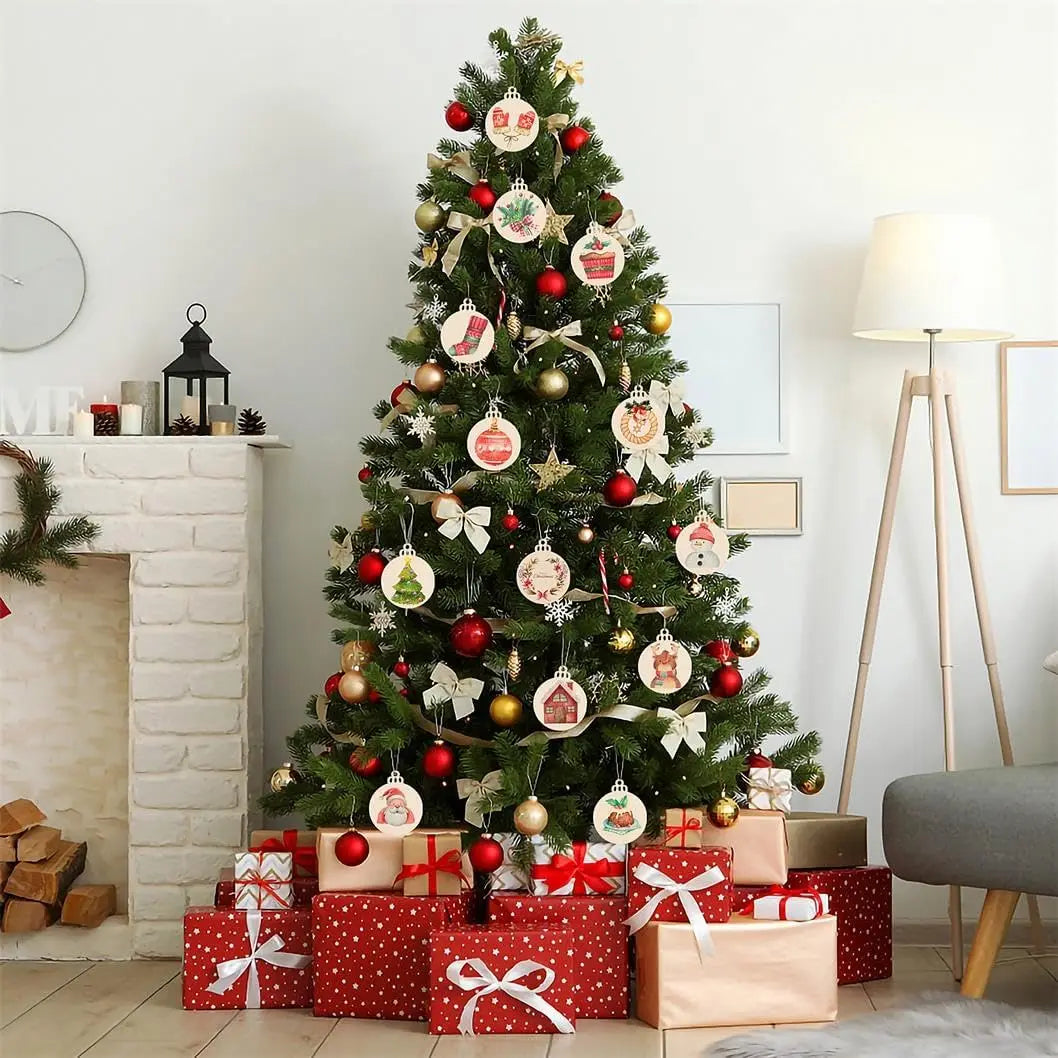 DIY Wooden Christmas Ball Decoration Round Blank Wood Slices