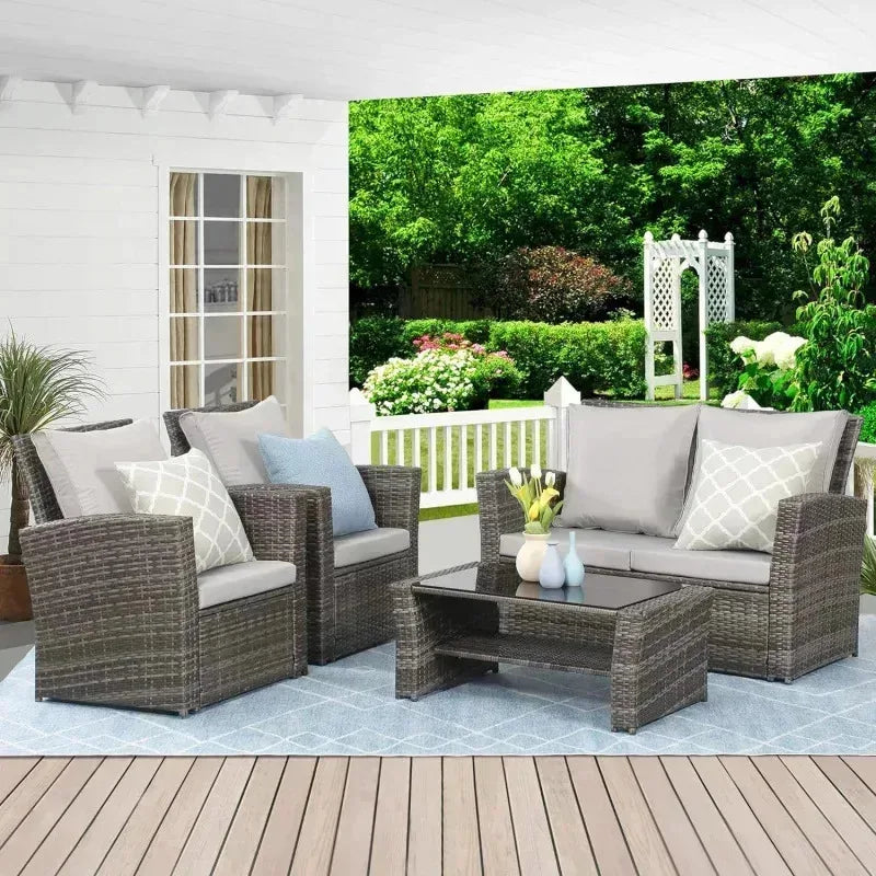 4 Piece Outdoor Patio Furniture Sets. Wicker