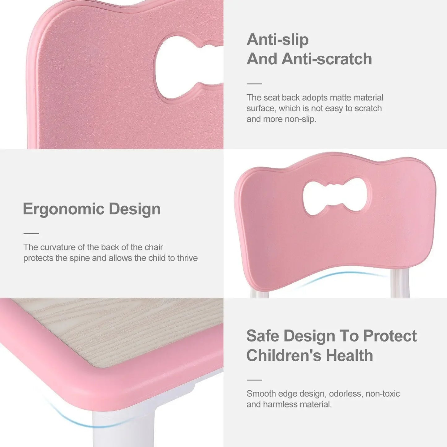 Kids Table and 4 Chairs Set, Height Adjustable