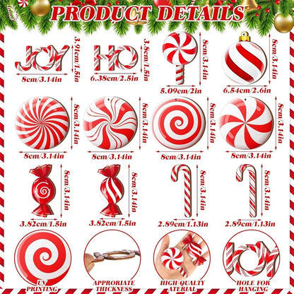 12PCS Wooden Christmas Candy Hanging Ornaments