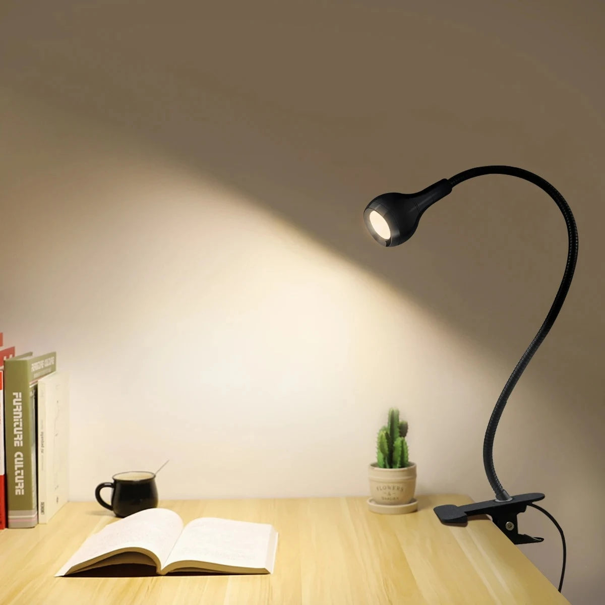 LED Table Lamp  With  360° Holder Clip Flexible Angle Adjustable 5V USB Powered