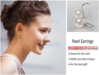 Silver Plated Gold Plated Hoop Handpicked AAA+ Quality White Freshwater Cultured Pearl Dangle Drop Earrings Jewelry for Women
