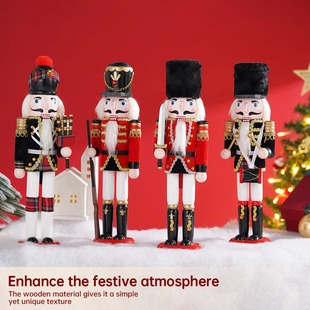 30cm Wooden Nutcracker Soldier Statues