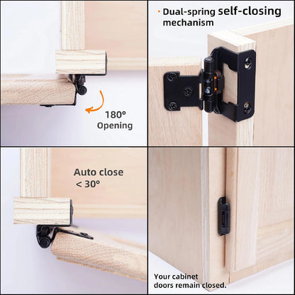 1/2" Cabinet Hinges 10PCS Hidden Sprung  Matte Black