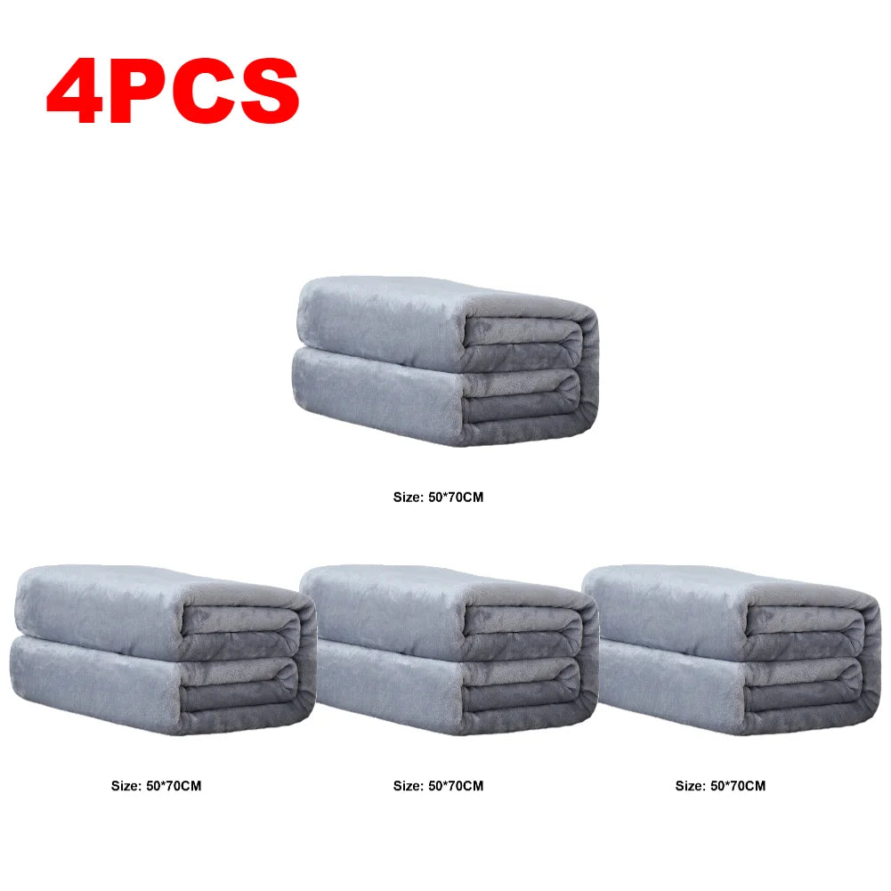 1-10PCS Flannel Fleece Blanket Winter Cozy Soft Blankets