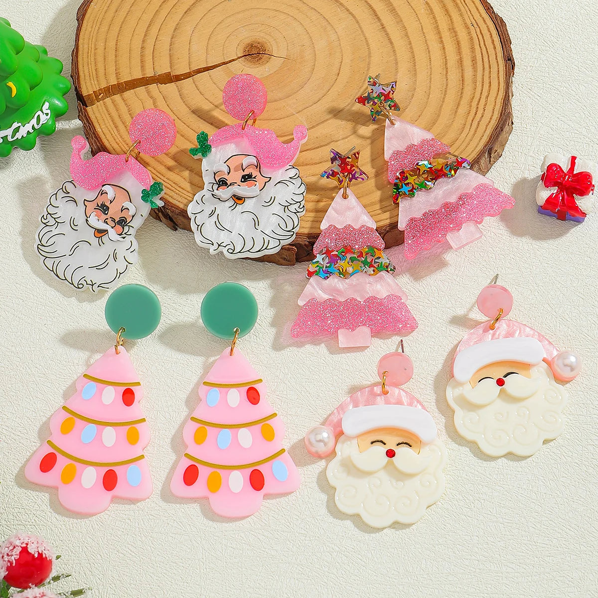 Acrylic Santa Drop Earrings