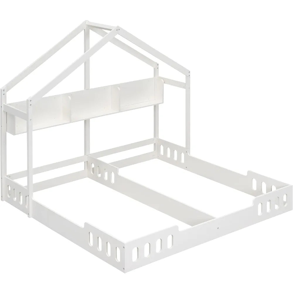 Double Twin House Bed for 2 Kids,