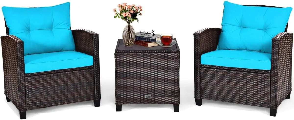 3pcs patio furniture set, rattan wicker