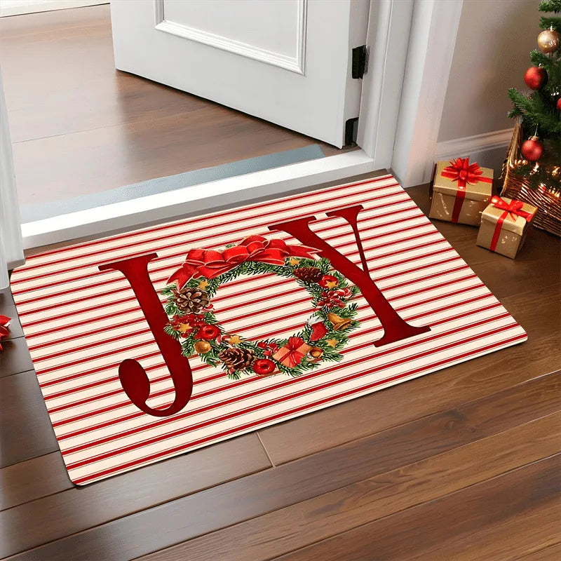 Christmas Door Mat Red Santa Claus  Gingerbread Man