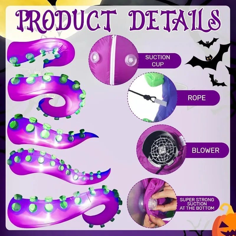 5 Pcs 5 ft Halloween Inflatable Lighted Giant Octopus Tentacle