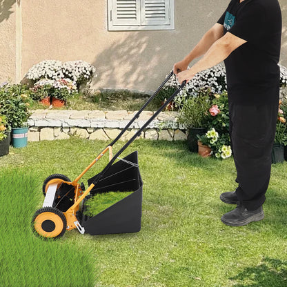 14 Inch Hand Push Lawn Mower Adjustable Height 2-in-1