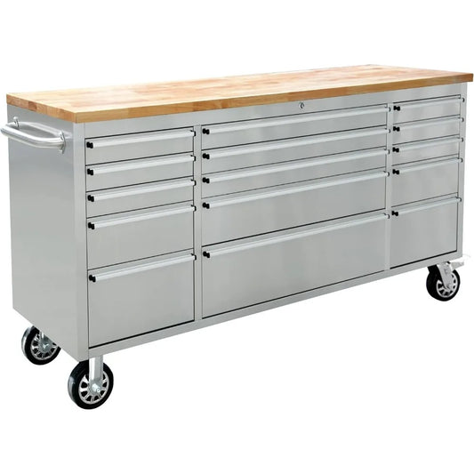 72-inch Rolling Tool Chest with 15 Drawers and Wheels