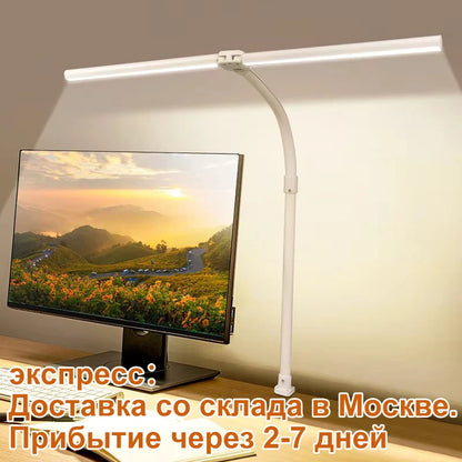 Double Head LED Desk Lamp, 5Color Modes and 5 Dimmable Eye Protection lamp