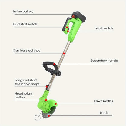 Weed Wacker Battery Operated, 600W Cordless Grass Trimmer 51" Height Adjustable with 8 Blades and 2 * 24V Batteries