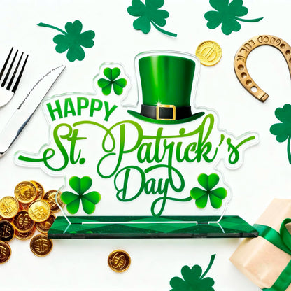 St Patrick s Day Table Decorations Set Irish Lucky Shamrock Sign Leprechaun Hat Centerpiece Signs Party Decorations