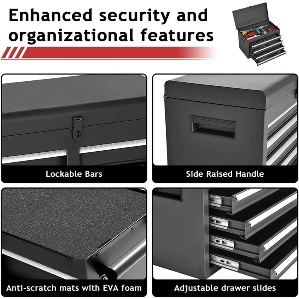 Rolling Tool Chest, 5 Drawers with Big Cabinet