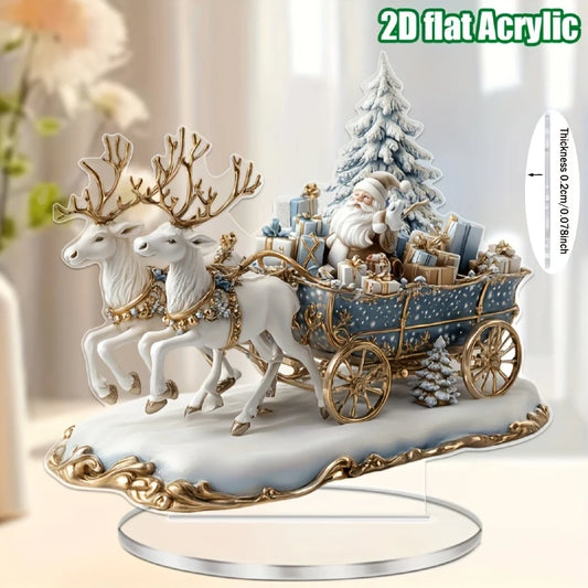2D Bohemian-Style Acrylic Santa Sleigh Figurine