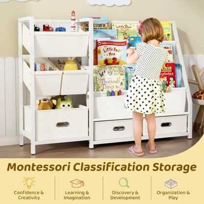 3 Tier Kids Bookshelf and Toy Storage Organizer