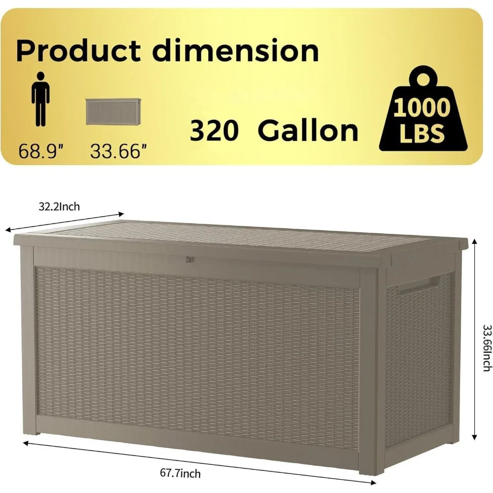 Large Waterproof Resin Deck Box for Outdoor Storage