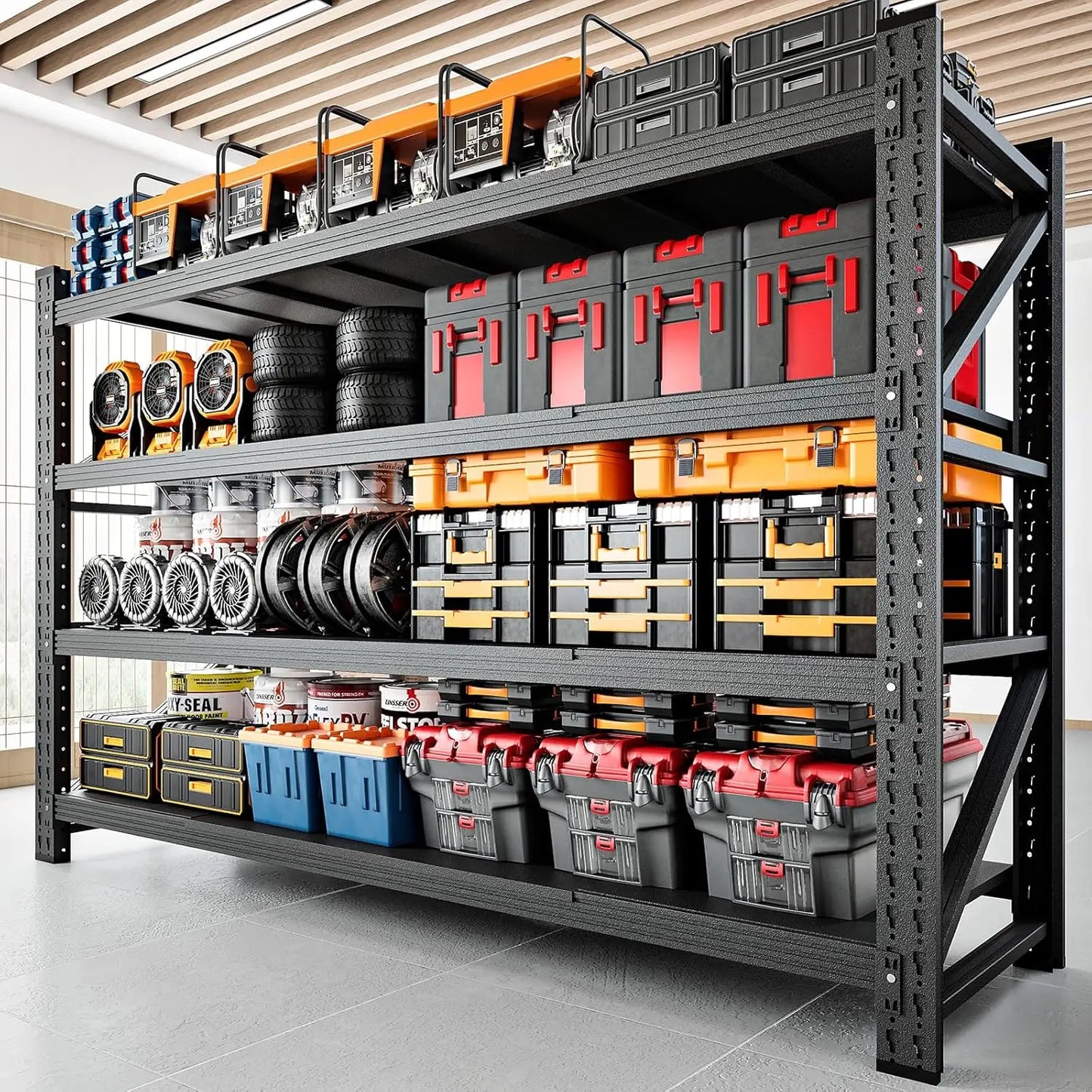 68" W x 24" D x 63.4" H, W Garage Shelving Heavy Duty Metal Adjustable