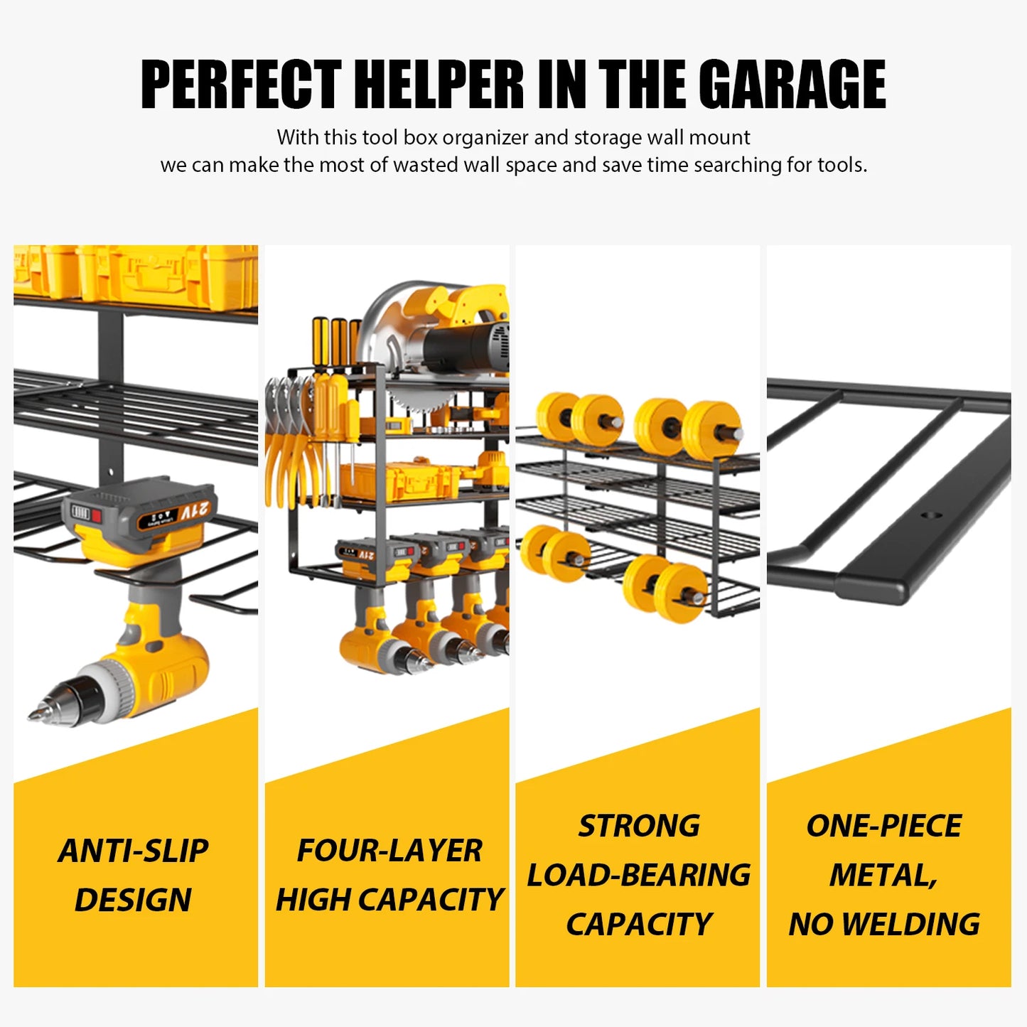 Power Tool Organizer-8 Drill Holder Wall Mount,4 Layer Heavy Duty