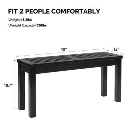 40in Outdoor Wooden Porch Bench Garden Furniture for Backyard Park Seat