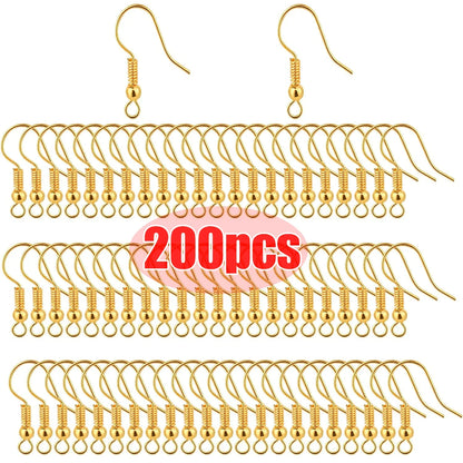 100/200pcs DIY Earring Findings Earrings Clasps Hooks Stainless Steel Hypoallergenic