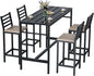 5-Piece Outdoor Patio Bar Set with 54.7 Rectangular High-Top Table and 4 Cushioned Bar Stools