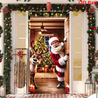 Christmas Hanging Flag Santa Claus Door Banner